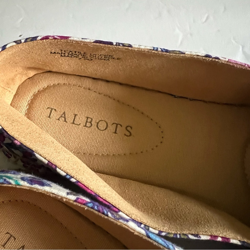 Talbots Cinched Espadrilles Women's 7.5 Floral Loafers - Purple and Cream Shoes - Picture 6 of 11